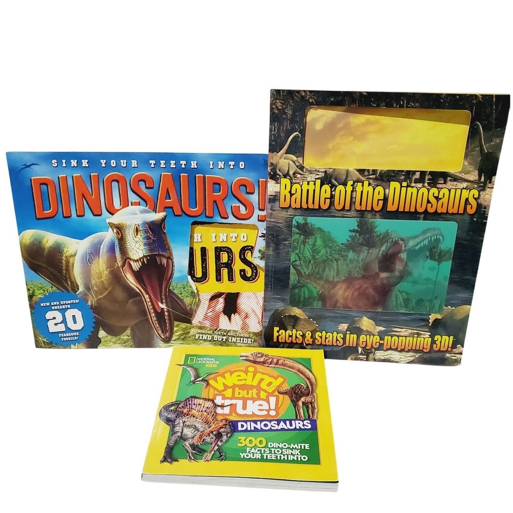 National Geographic Kids Dinosaur Book Lot Weird But True Battle 3D 3 Books